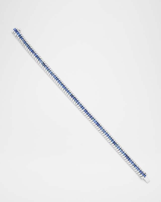 18K White Gold Al Merriyah Edge Bracelet with Blue Sapphires